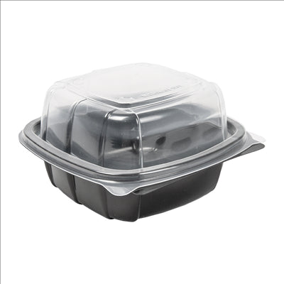 RÉCIPIENTS AVEC COUVERCLE CHARNIÈRE MICRO-ONDABLES 468 ML 15,1x15,7x8,3 CM NOIR PP (180 UNITÉS)