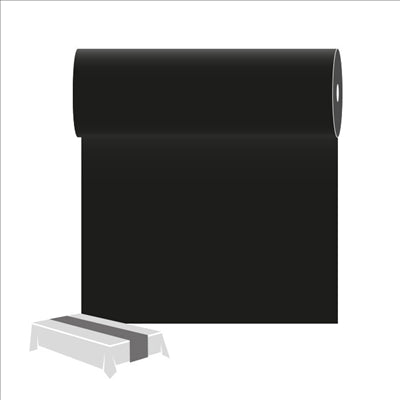 CHEMINS DE TABLE 55 G/M2 0,30x12 M NOIR AIRLAID (6 UNITÉS)