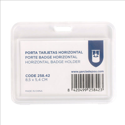 PORTE BADGE HORIZONTAL 8,5x5,4 CM TRANSPARENT PP (50 UNITÉS)