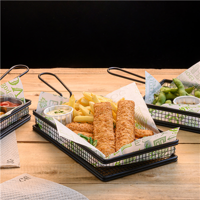 MINI FRITEUSES ALLONGÉES 24x15x3,5 CM NOIR ACIER (6 UNITÉS)