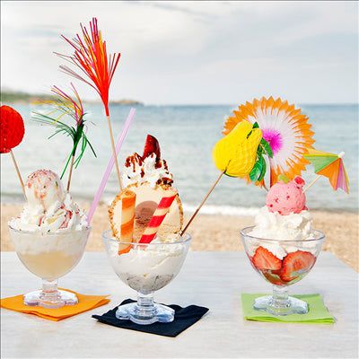 DÉCORS POUR GLACES "OMBRELLE D'INDONESIE" Ø 12x15 CM ASSORTI BOIS (100 UNITÉS)