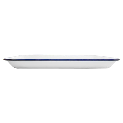 PLATEAUX RECTANGULAIRES 'ENAMELWARE' 34,5x25,5x2,8 CM BLANC ACIER ÉMAILLÉ (6 UNITÉS)