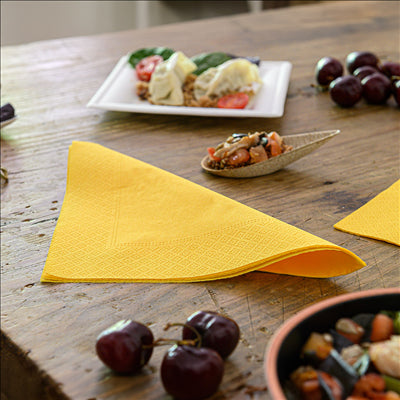 SERVIETTES ECOLABEL 2 PLIS  18 G/M2 39x39 CM JAUNE SOLEIL OUATE (1600 UNITÉS)