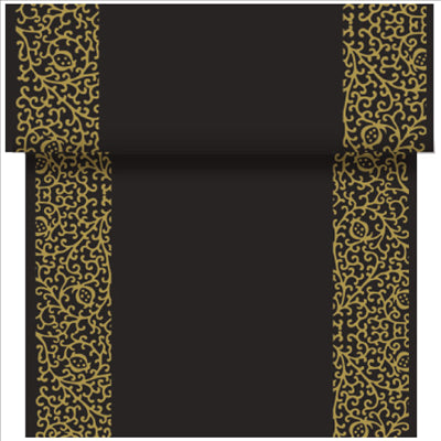 "TÊTE-À-TÊTE" PRÉ. 120CM (20 FEU.) "ARABESQUE"  55 G/M2 0,40x24 M NOIR AIRLAID (6 UNITÉS)