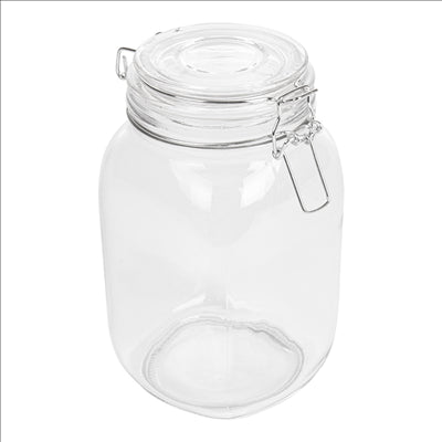 POT STOCKAGE + FERMETURE CLIP 'WAKI GLASS' 1,5 L Ø 10,5x19,5 CM TRANSPARENT VERRE (12 UNITÉS)