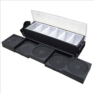 DISTRIBUTEUR À CONDIMENTS + SUCREUR DE VERRES 62x18,5x16,5 CM NOIR PS (1 UNITÉ)