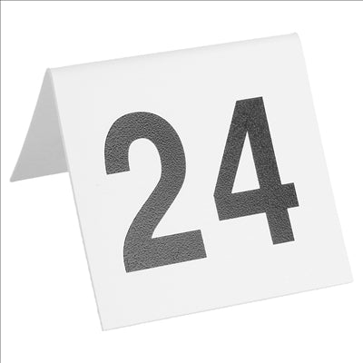 NUMÉROS DE TABLE DU 1 AU 25 5x3,6 CM BLANC PVC (1 UNITÉ)
