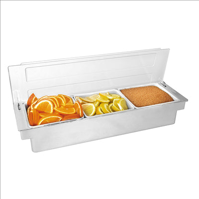 DISTRIBUTEUR À CONDIMENTS 3 COMPART. 49,5x15,7x9 CM CHROME PS (1 UNITÉ)