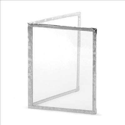 MENU "AMÉRICAIN" DIN-A5 2 CORPS ARGENTE PVC (1 UNITÉ)
