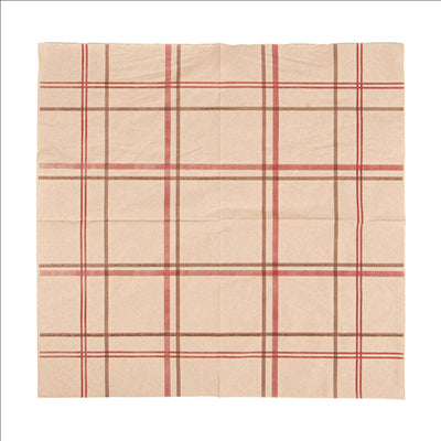 SERVIETTES ECOLABEL 2 PLIS P. 1/4 'TARTAN' 18 G/M2 40x40 CM NATUREL OUATE RECYCLÉE (1600 UNITÉS)