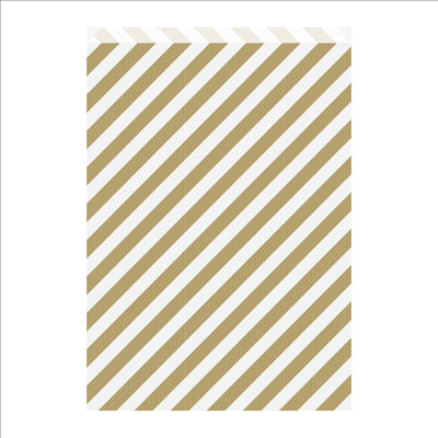 SACHETS PLATS RAYURES  60 G/M2 26+9x38 CM OR CELLULOSE (250 UNITÉS)