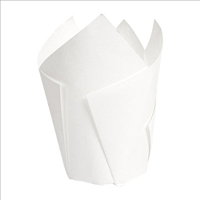 MUFFIN CUPS 'TULIP' 50 G/M2 11x11 CM BLANC PARCH.INGRAISSABLE (1000 UNITÉS)