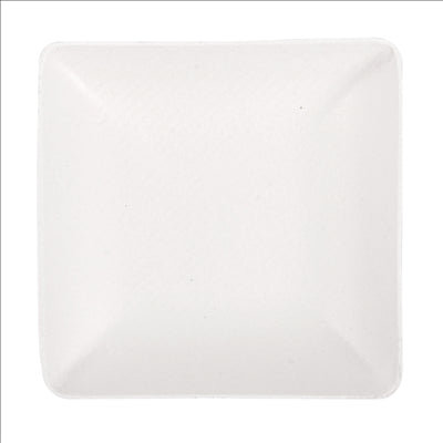 RÉCIPIENT CARRÉ 'BIONIC' 6,5x6,5x1,2 CM BLANC BAGASSE (1000 UNITÉS)