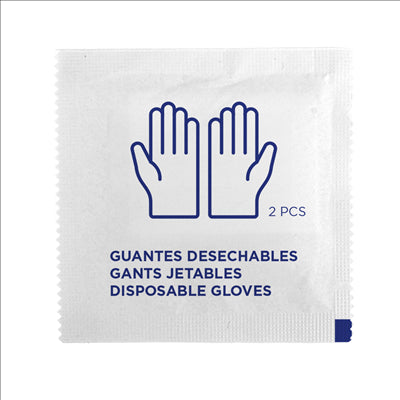 PAIRE DE GANTS ENVELOPPÉS INDIVIDUELLEMENT 26,5x14 CM TRANSPARENT PE (500 UNITÉS)