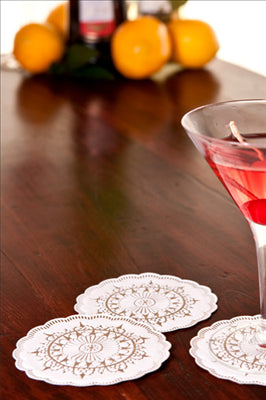 DESSOUS DE VERRE 9 PLIS 8x18 G/M2 + (30+12) G/M2 Ø9 CM BLANC OUATE (3000 UNITÉS)