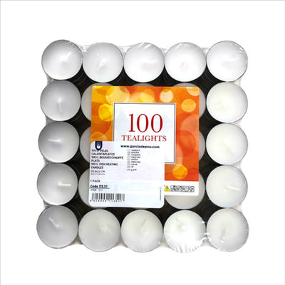 100 U. BOUGIES CHAUFFE PLATS Ø3,8x1,6 CM BLANC PARAFFINE (1 UNITÉ)