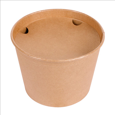 CONTAINERS POULET + COUVERCLES 2550 ML 337 + 18PE G/M2 Ø 18,9/14,7x14,9 CM NATUREL KRAFT (300 UNITÉS)