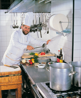 BOBINES 1 PLI - 370 FEUILLES 55 G/ M2 Ø 26x26 CM BLANC AIRLAID (2 UNITÉS)