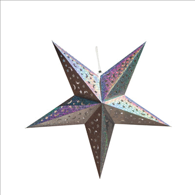 ETOILES À PENDRE Ø 60 CM ARGENTE PAPIER (10 UNITÉS)