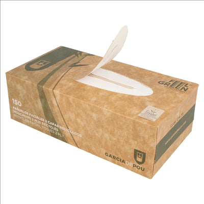 150 U. MOUCHOIRS 2 PLIS 21x21 CM NATUREL OUATE RECYCLÉE (25 UNITÉS)