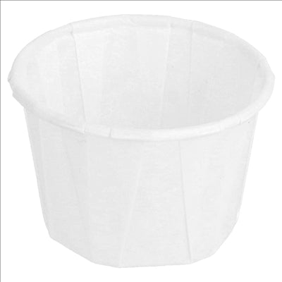 POTS TRAITEUR PAPIER PLISSÉ 30 ML (1 oz) 80 G/M2 Ø4,4/3,1x2,8 CM BLANC PARCH.INGRAISSABLE (1000 UNITÉS)