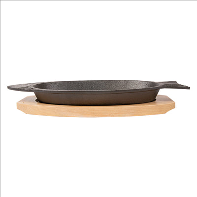 ASSIETTE POISSON + SUPPORT EN BOIS 32x13 CM NOIR FER (8 UNITÉS)