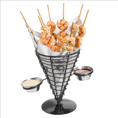 BASKET POUR 2 RÉCIPIENTS Ø 12,8x18 CM NOIR ACIER (6 UNITÉS)