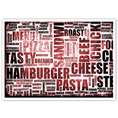 SETS DE TABLE OFFSET 'FAST FOOD' 70 G/M2 31x43 CM QUADRICHROMIE PAPIER (2000 UNITÉS)