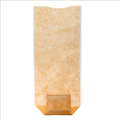 SACHETS AVEC BASE ET FENÊTRE PP 12x26 CM NATUREL KRAFT (100 UNITÉS)