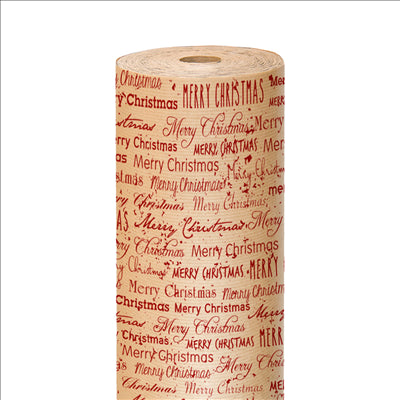 PAPIER CADEAU 50 M 'MERRY CHRISTMAS' 60 G/M2 70 CM BORDEAUX KRAFT VERGÉ (1 UNITÉ)