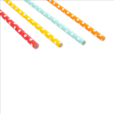 PAILLES DROITES À POIS 'PAPER' Ø0,60x21 CM ASSORTI PAPIER (3000 UNITÉS)