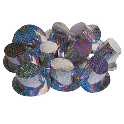 HAUTS DE FORME  28,5x15,5 CM ARGENTE CARTON (12 UNITÉS)