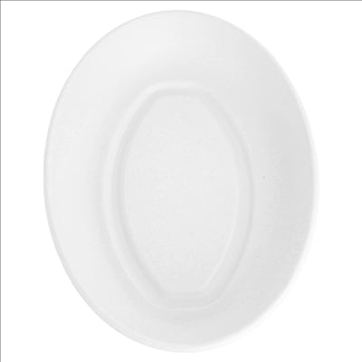 ASSIETTES OVALES 'BIONIC' 23,6x16,9x4 CM BLANC BAGASSE (300 UNITÉS)