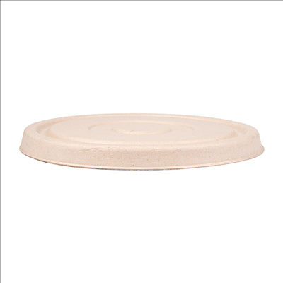 COUVERCLES BAS POUR SALADIERS 231.25/215.04 'BIONIC' Ø16x1,2 CM NATUREL BAGASSE (600 UNITÉS)