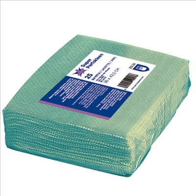 25 U. LAVETTES "SUPER PERFOKLEEN" 80 G/M2 36x42,5 CM VERT VISCOSE (6 UNITÉS)
