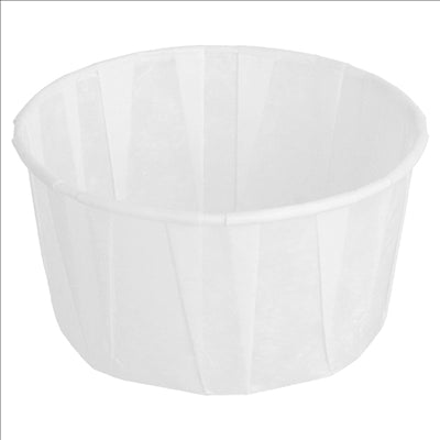 POTS TRAITEUR PAPIER PLISSÉ 100 ML (3,2 oz) 80 G/M2 Ø6,6/5x4,2 CM BLANC PARCH.INGRAISSABLE (1000 UNITÉS)