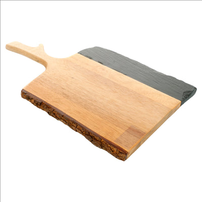 PLATEAU PRÉSENTATION RECTANGULAIRE 30,5x19x1,2 CM NATUREL ARDOISE+BOIS (4 UNITÉS)