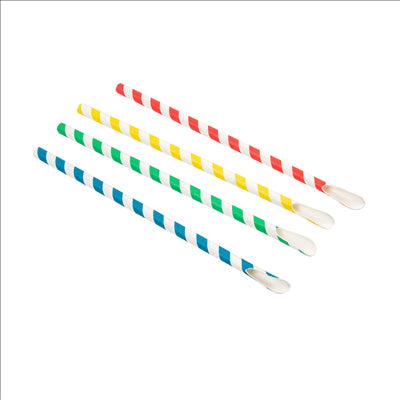 PAILLES À FRANGES AVEC CUILLÈRE 'PAPER' Ø0,8x21 CM ASSORTI PAPIER (1000 UNITÉS)