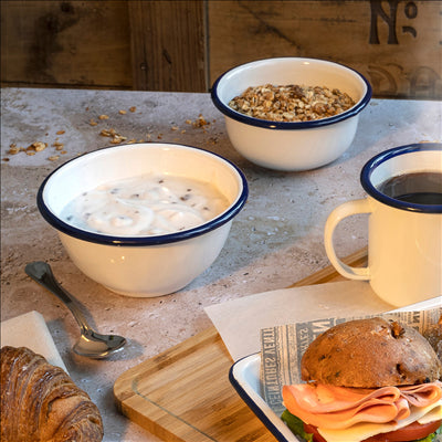 BOLS 'ENAMELWARE' 470 ML Ø 14x7 CM BLANC ACIER ÉMAILLÉ (6 UNITÉS)