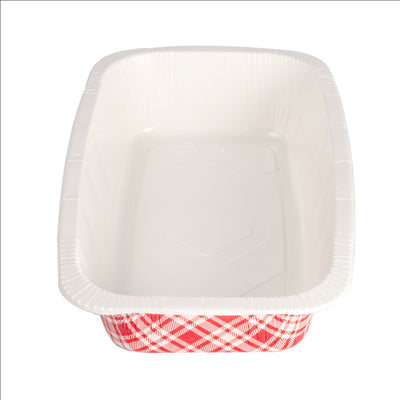 BARQUETTES THERMO FIXANTES GN1/4 'VICHY' 1450 ML 430 G/M2 + 25G/M2 PET 26,3x16x5,5 CM BLANC CARTON (360 UNITÉS)