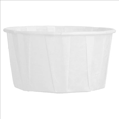 POTS TRAITEUR PAPIER PLISSÉ 100 ML (3,2 oz) 80 G/M2 Ø6,6/5x4,2 CM BLANC PARCH.INGRAISSABLE (1000 UNITÉS)