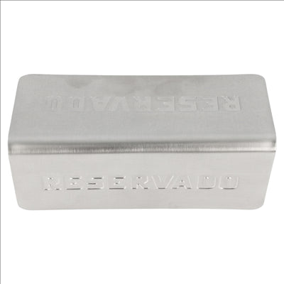 PLAQUE DE TABLE "RESERVADO" 12x5,4x5,9 CM ARGENTE INOX (1 UNITÉ)
