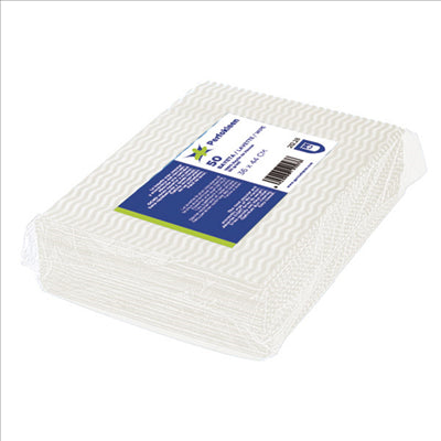 50 U. LAVETTES "PERFOKLEEN" 45 G/M2 36x42 CM BLANC VISCOSE (10 UNITÉS)