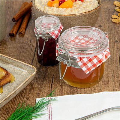 POT FERMETURE CLIP + PAPIER VICHY 'WAKI GLASS' 70 ML Ø 4,5x8,6 CM TRANSPARENT VERRE (96 UNITÉS)