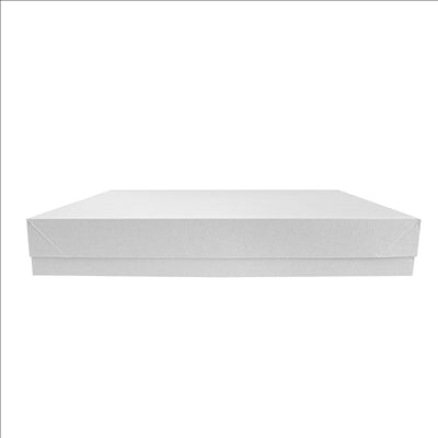 PLATEAUX + COUVERCLE 'THEPACK' 280 G/M2 40,5x30,5x6 CM BLANC CARTON ONDULÉ MICROCANAL (150 UNITÉS)