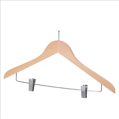 CINTRES ANTI VOL AVEC PINCES 44,5x1,2x24,5 CM NATUREL BOIS (48 UNITÉS)