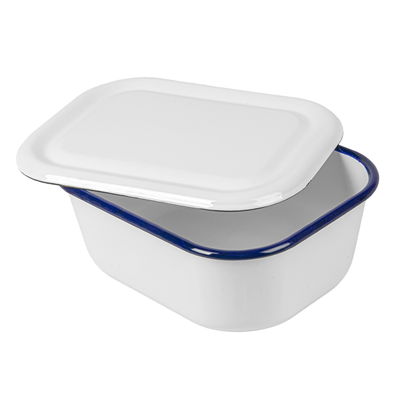 RÉCIPIENTS AVEC COUVERCLE 'ENAMELWARE' 2100 ML 23,5x19x9 CM BLANC ACIER ÉMAILLÉ (3 UNITÉS)