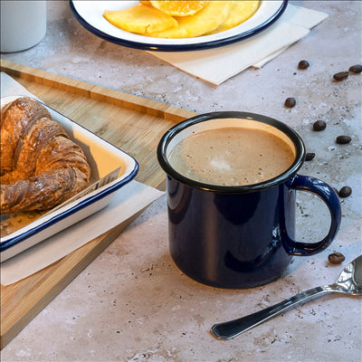 TASSES 'ENAMELWARE' 350 ML Ø 8x8 CM BLEU ACIER ÉMAILLÉ (6 UNITÉS)