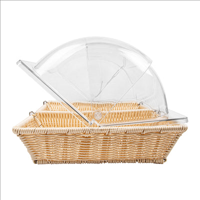 CORBEILLE SIMILAIRE OSIER AVEC COUPOLE GN 1/1 53,5x33,5x28 CM BEIGE PP (1 UNITÉ)