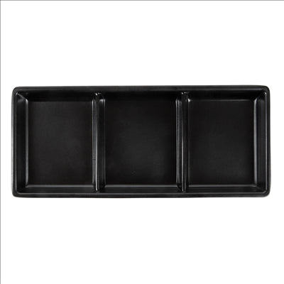 RÉCIPIENTS 3 COMPARTIMENTS 'ASAMI WARE' 19,8x8,8x2,5 CM NOIR MÉLAMINE (15 UNITÉS)